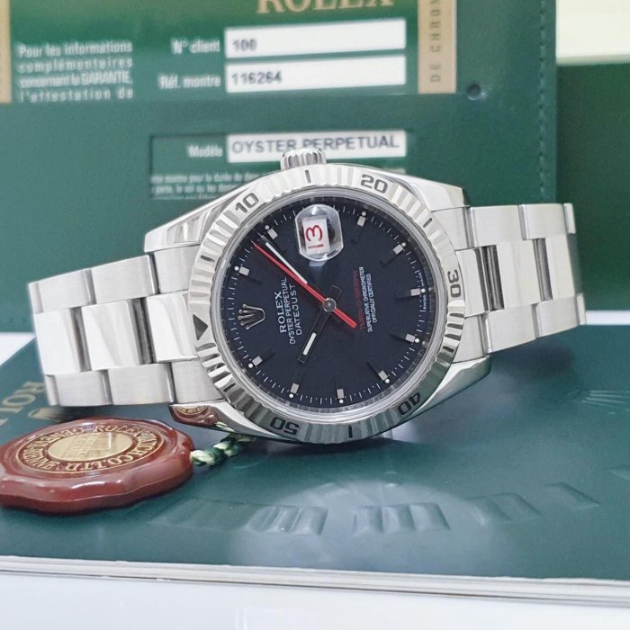 【大眾名錶】 ROLEX 勞力士 116264 Datejust 爬山虎 黑面紅針 2009/02 大眾名錶B820-3