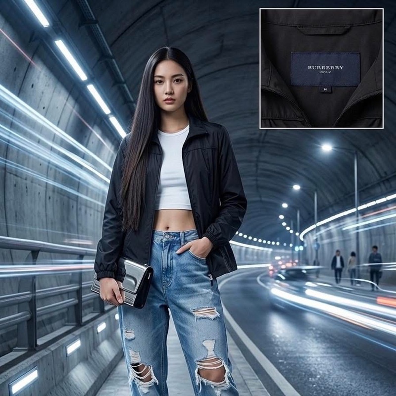 BURBERRY GOLF 黑色字母薄款防風外套-0