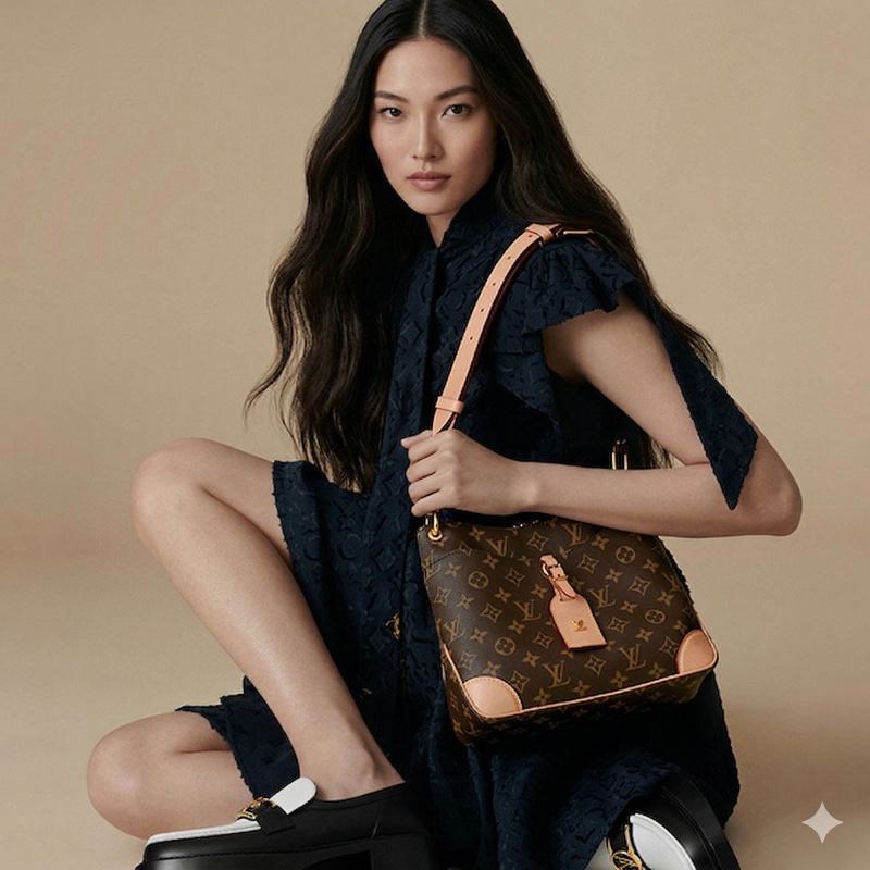 LV Odeon MM 老花中號牛角包肩背包 晶片款-1