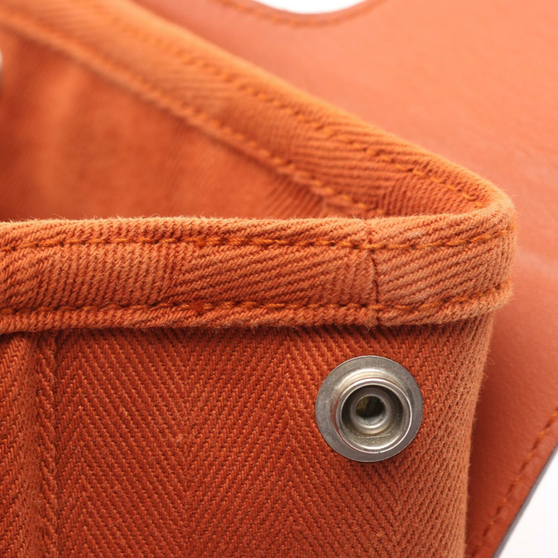 愛馬仕 Valparaiso PM 手提包，帆佈人字皮革，棕色，SHW，二手女士-4