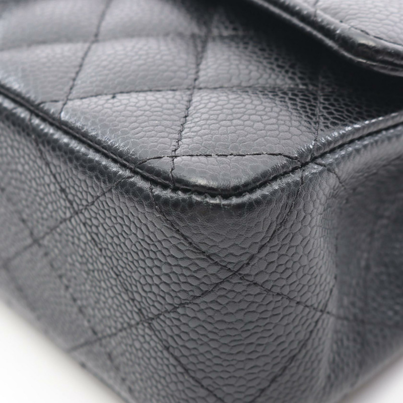 香奈兒 (CHANEL) Matelasse 雙蓋鏈條肩背包，小牛皮，黑色，SHW 二手-6