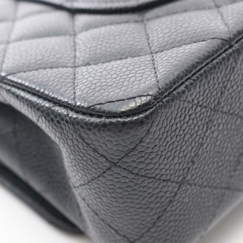 香奈兒 (CHANEL) Matelasse 雙蓋鏈條肩背包，小牛皮，黑色，SHW 二手-7