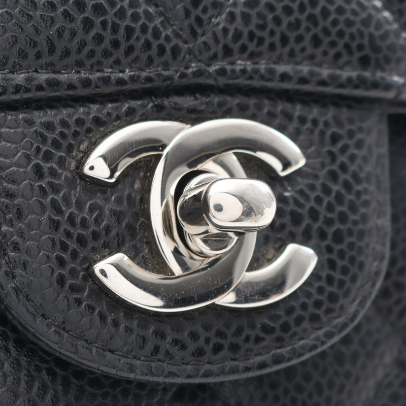 香奈兒 (CHANEL) Matelasse 雙蓋鏈條肩背包，小牛皮，黑色，SHW 二手-12