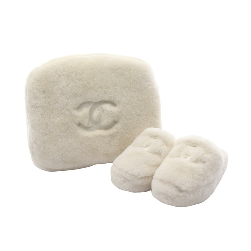 香奈兒 COCO 標誌毛絨涼鞋 白色 36C 二手 女款-6