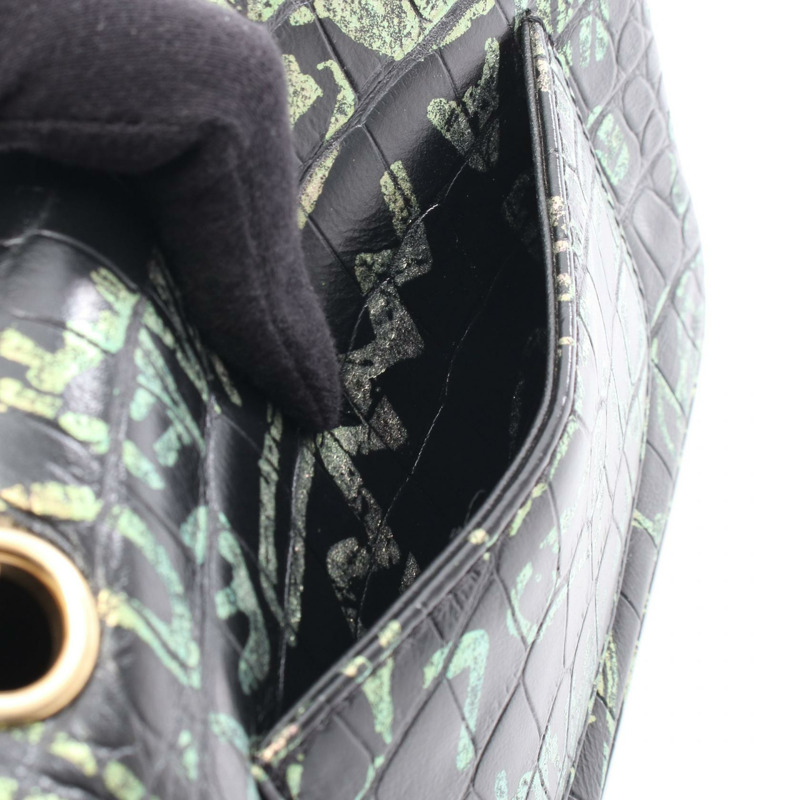 香奈兒 2.55 Mademoiselle 鏈條壓花肩背包，黑色多色皮革，金色五金，二手-5