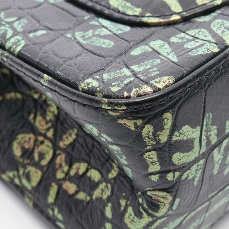 香奈兒 2.55 Mademoiselle 鏈條壓花肩背包，黑色多色皮革，金色五金，二手-7