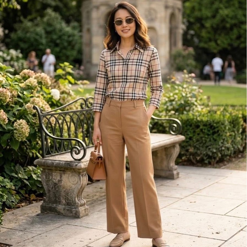 BURBERRY 倫敦 經典格紋7分袖襯衫-0