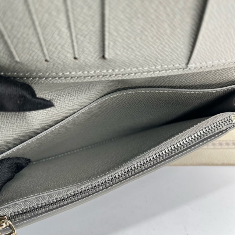 LV路易威登 鐳射灰色佈藝對折長款錢夾中性錢包 灰色鐳射老花 卡位多 裝卡現金都很方便 男女都能用 實用又好看-4