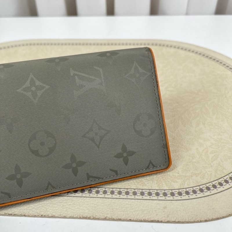 LV路易威登 鐳射灰色佈藝對折長款錢夾中性錢包 灰色鐳射老花 卡位多 裝卡現金都很方便 男女都能用 實用又好看-8