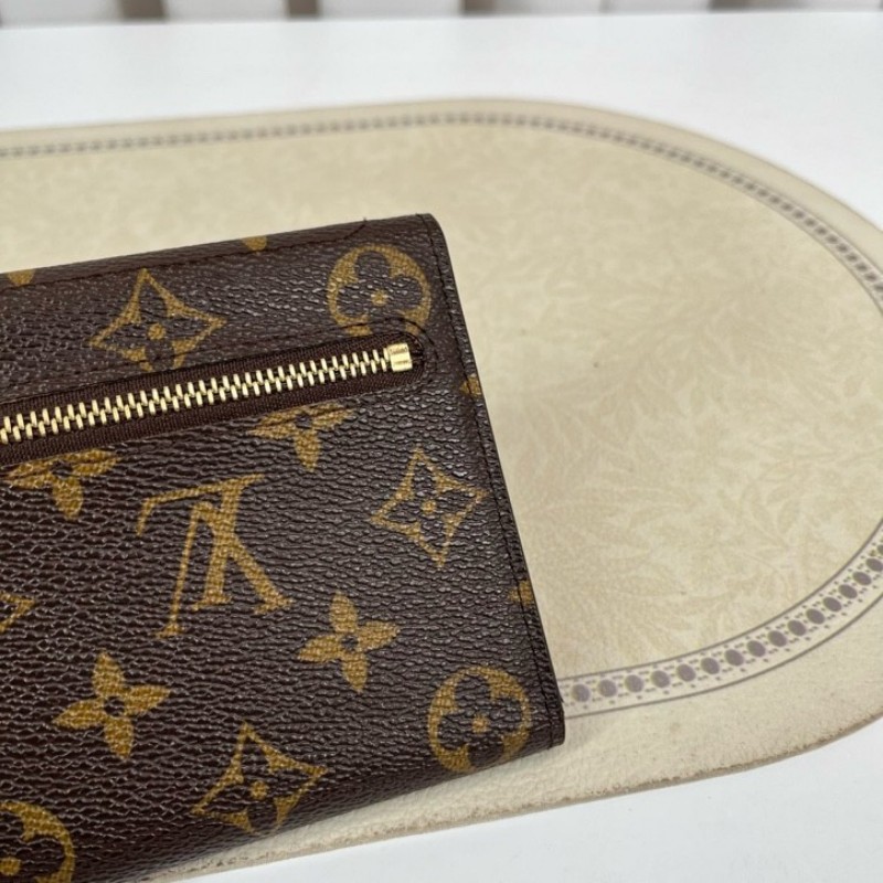 LV路易威登 有刻字 曼哈頓長款三折錢包 內裡卡位多 容量大-4
