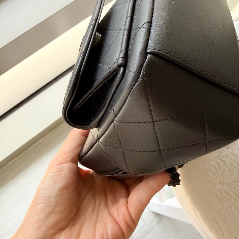 Chanel香奈兒25C so back mini後背包小書包全黑斜背包側背包手提包all black-4