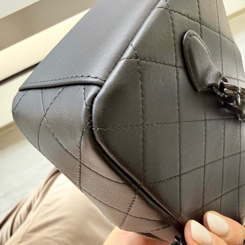 Chanel香奈兒25C so back mini後背包小書包全黑斜背包側背包手提包all black-5