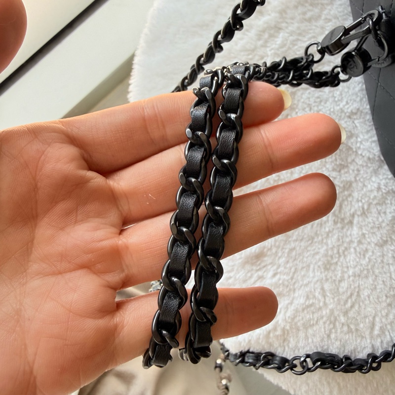 Chanel香奈兒25C so back mini後背包小書包全黑斜背包側背包手提包all black-14