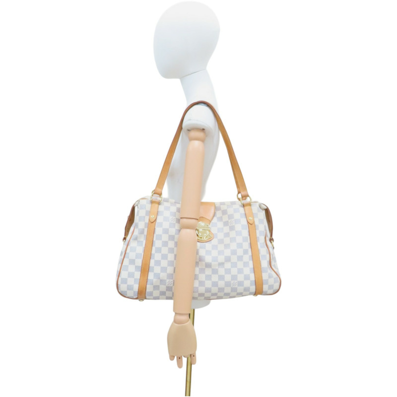 白色 棋盤格 帆布 Stresa GM 肩背包【LOUIS VUITTON LV 路易威登】 N42221-10