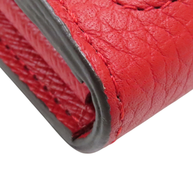 棕色/紅色 原花 PVC塗層帆布 扣式長夾【LOUIS VUITTON LV 路易威登】 M61184-10