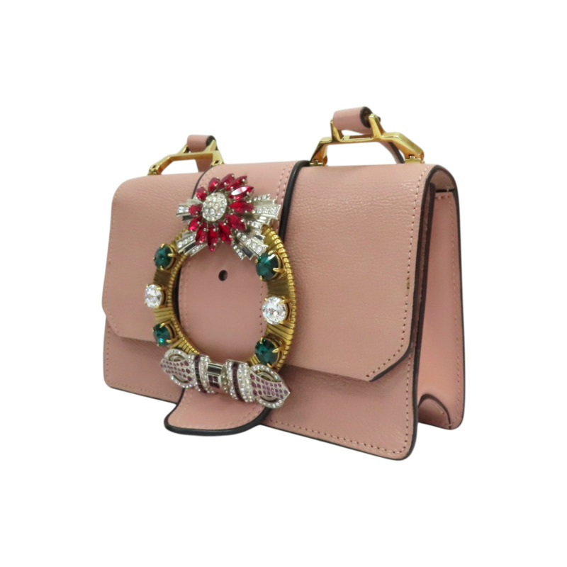 粉色 山羊皮 肩背包【MIU MIU 繆繆】 5BH609-2