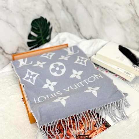LV 經典 Essential 老花 LOGO 羊毛圍巾