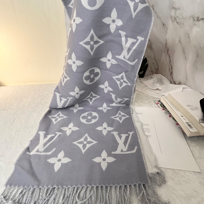 LV 經典 Essential 老花 LOGO 羊毛圍巾-5