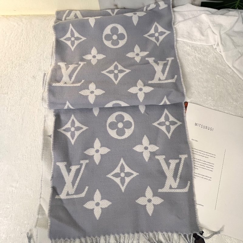 LV 經典 Essential 老花 LOGO 羊毛圍巾-9