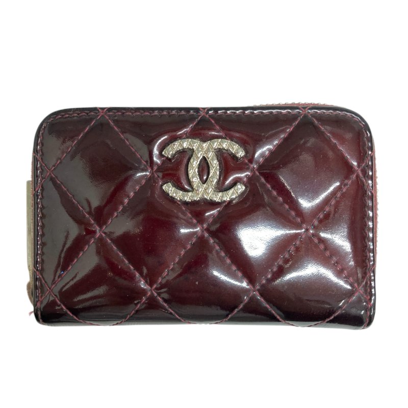 CHANEL 拉鍊卡包 紅色 漆皮-0