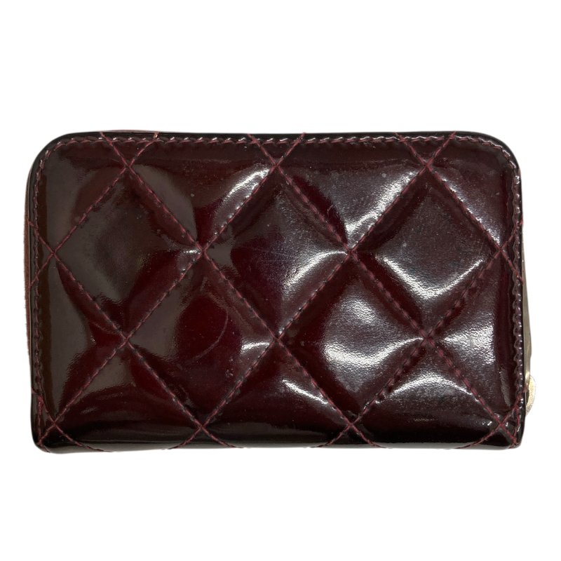 CHANEL 拉鍊卡包 紅色 漆皮-1