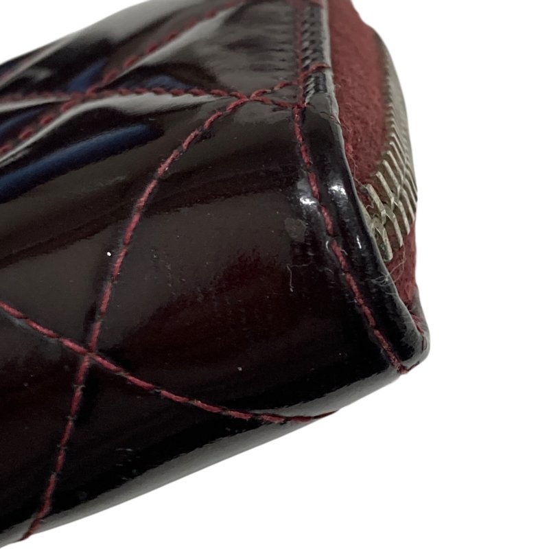 CHANEL 拉鍊卡包 紅色 漆皮-6