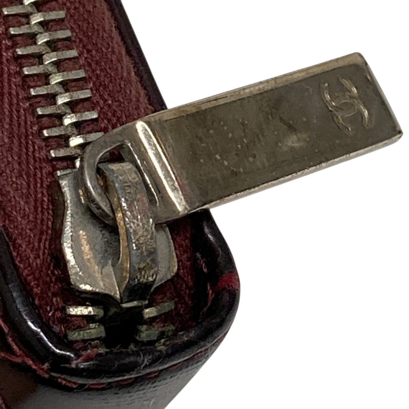 CHANEL 拉鍊卡包 紅色 漆皮-8