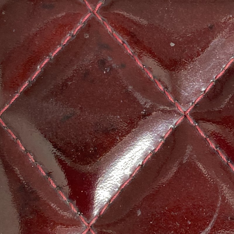 CHANEL 拉鍊卡包 紅色 漆皮-9