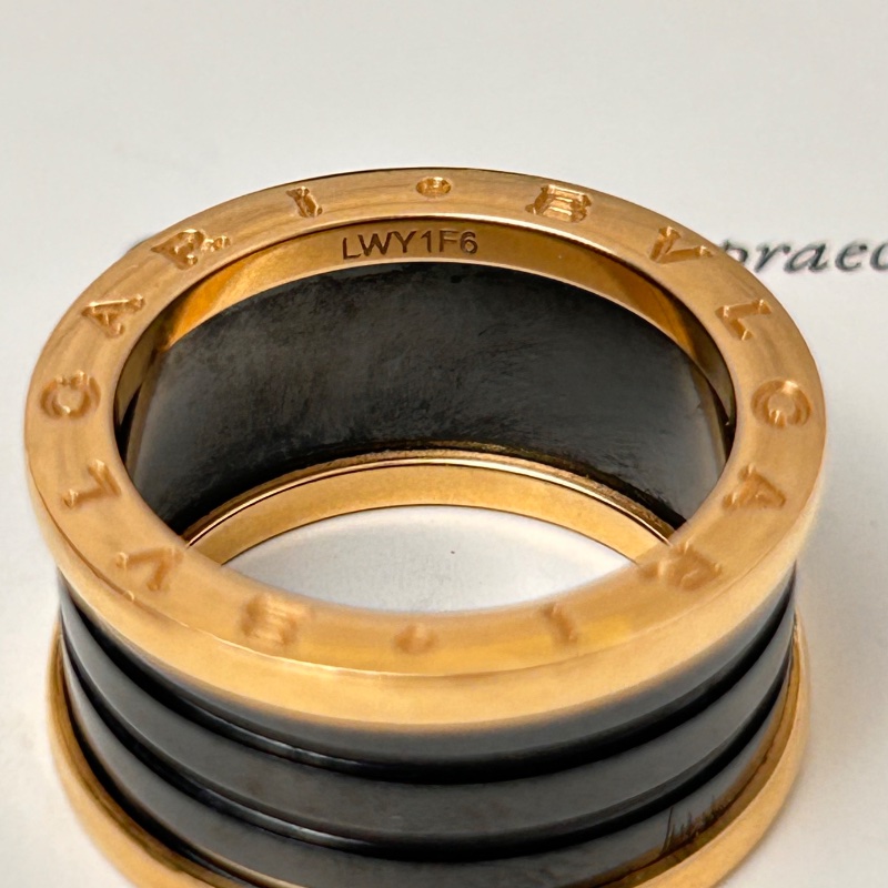 BVLGARI B Zero 玫瑰金黑色陶瓷戒指-3