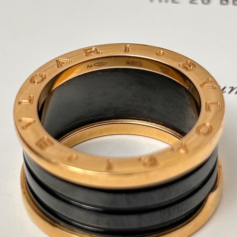 BVLGARI B Zero 玫瑰金黑色陶瓷戒指-4
