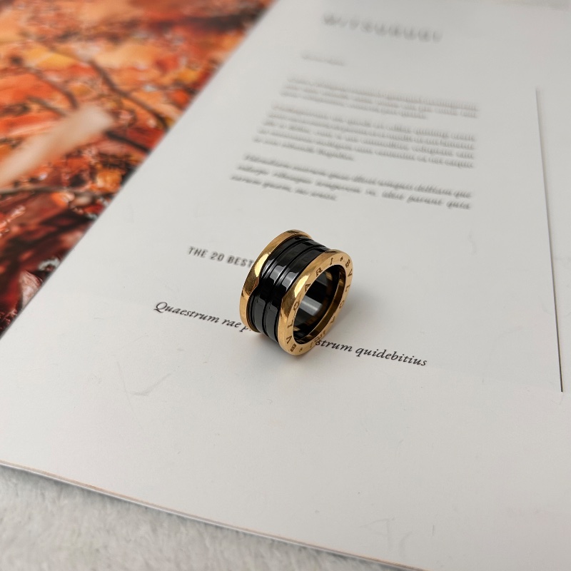 BVLGARI B Zero 玫瑰金黑色陶瓷戒指-7