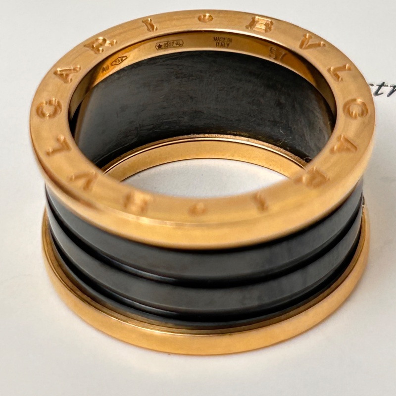 BVLGARI B Zero 玫瑰金黑色陶瓷戒指-10