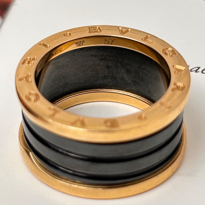 BVLGARI B Zero 玫瑰金黑色陶瓷戒指-11
