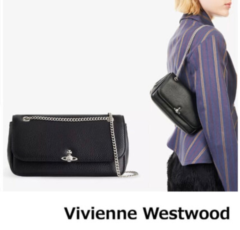 vivienne westwood 西太后logo鏈條皮質肩背斜背包-0