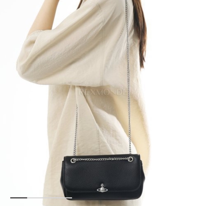 vivienne westwood 西太后logo鏈條皮質肩背斜背包-3