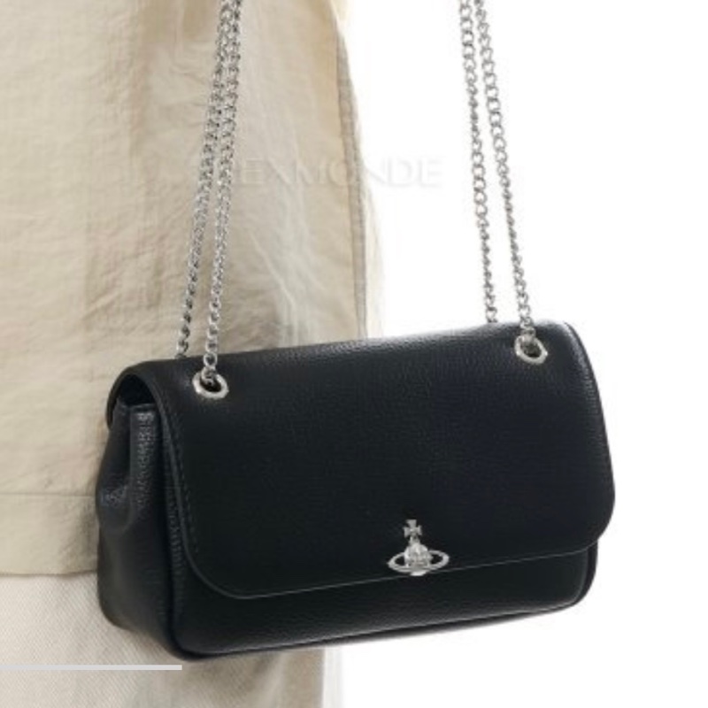 vivienne westwood 西太后logo鏈條皮質肩背斜背包-4