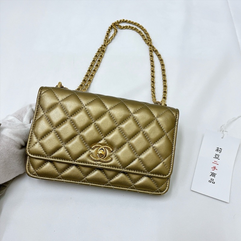 莉亞精品♡Chanel won季節限量金色 二手美包-2