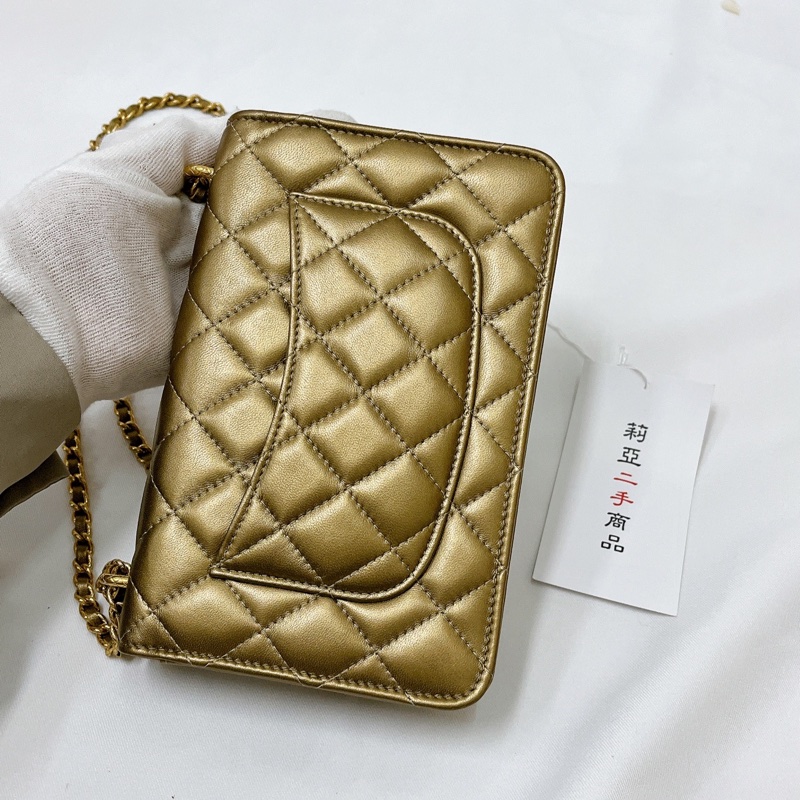 莉亞精品♡Chanel won季節限量金色 二手美包-4