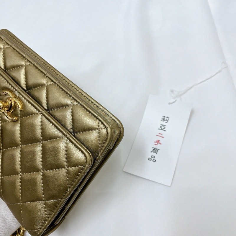 莉亞精品♡Chanel won季節限量金色 二手美包-14