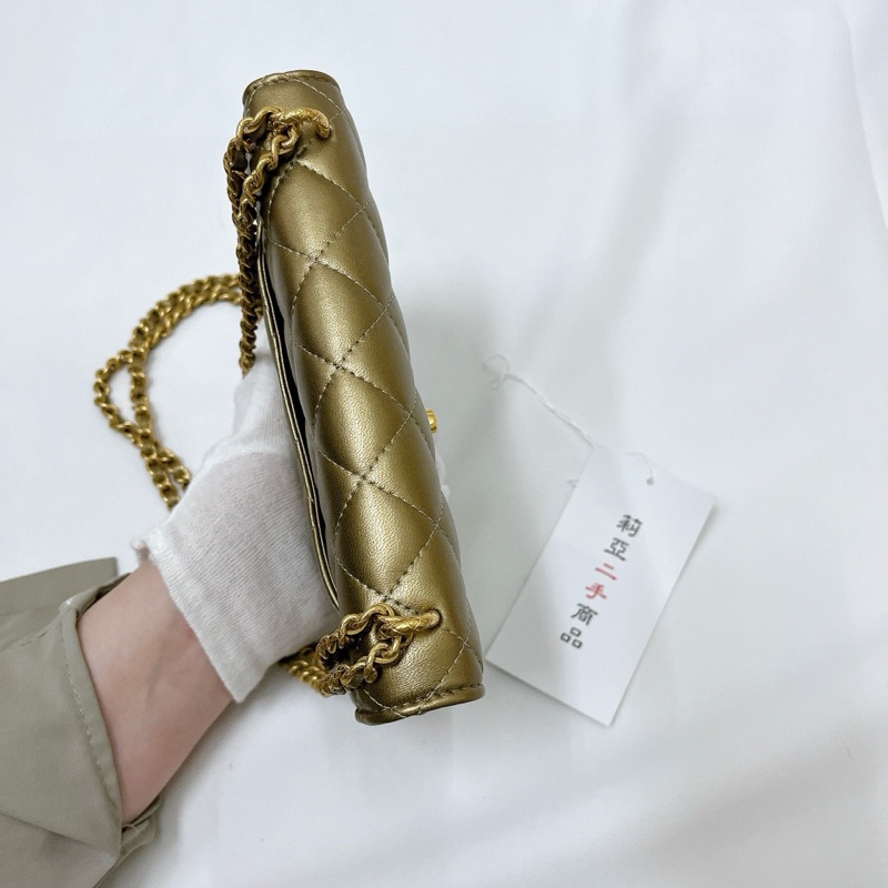 莉亞精品♡Chanel won季節限量金色 二手美包-15