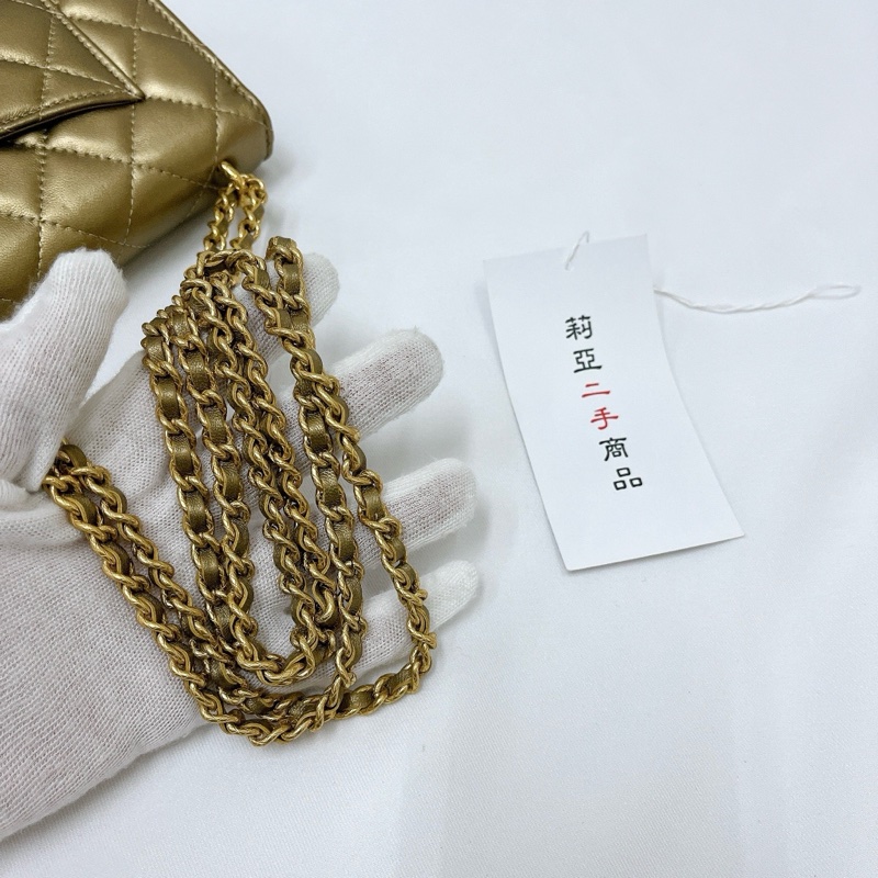 莉亞精品♡Chanel won季節限量金色 二手美包-16