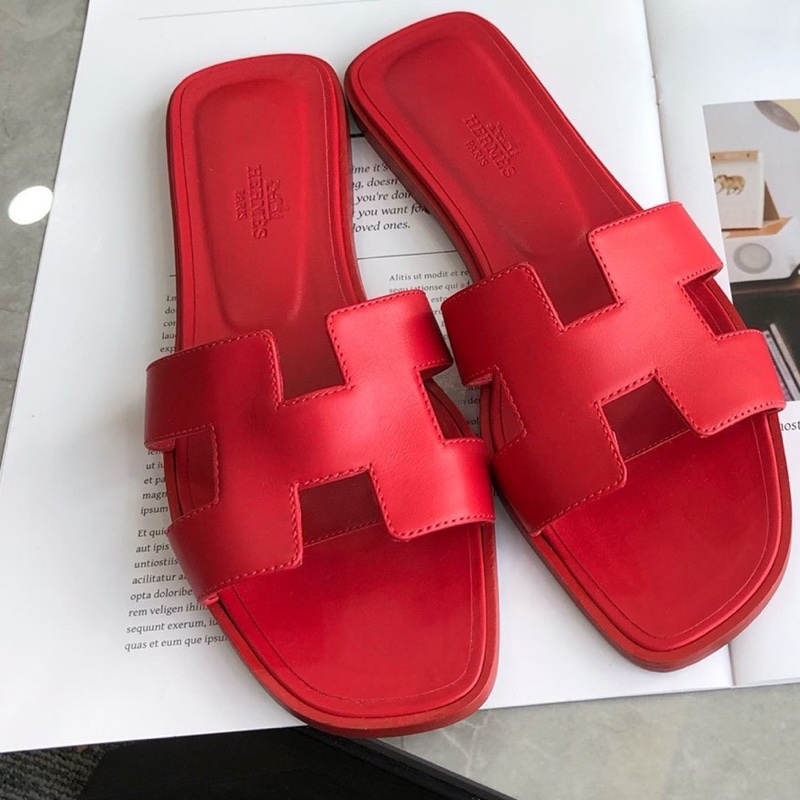 僅試穿 Hermès愛馬仕 珊瑚紅H拖鞋，38碼 無附件-1