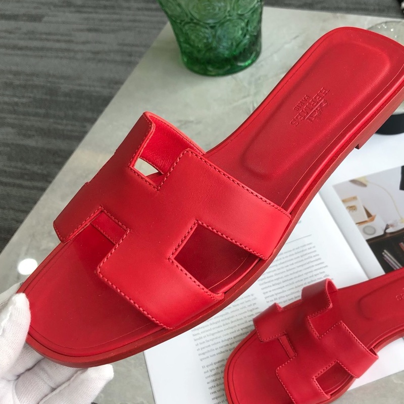 僅試穿 Hermès愛馬仕 珊瑚紅H拖鞋，38碼 無附件-3