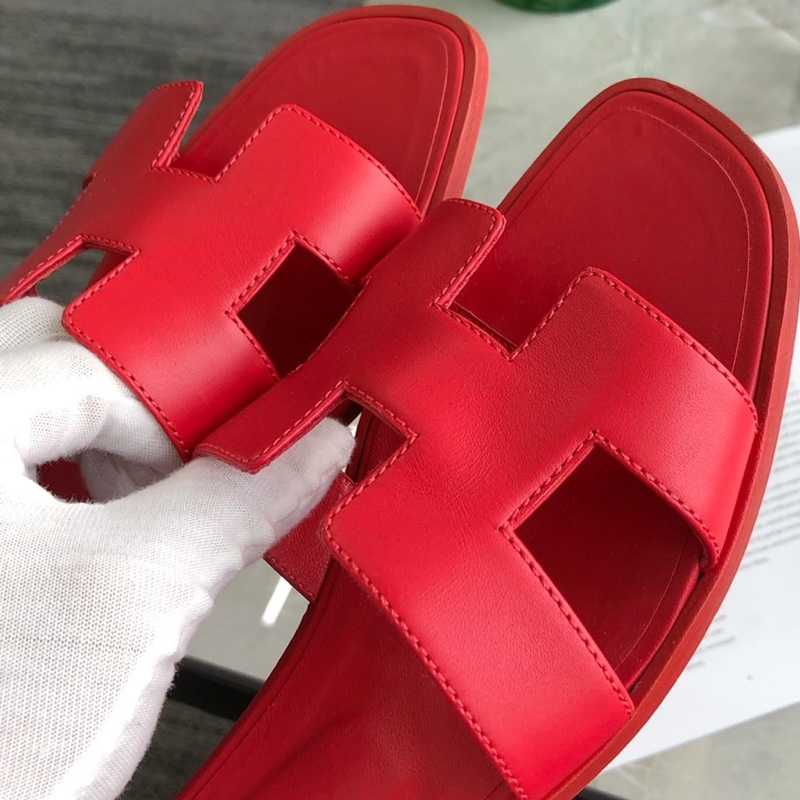 僅試穿 Hermès愛馬仕 珊瑚紅H拖鞋，38碼 無附件-5