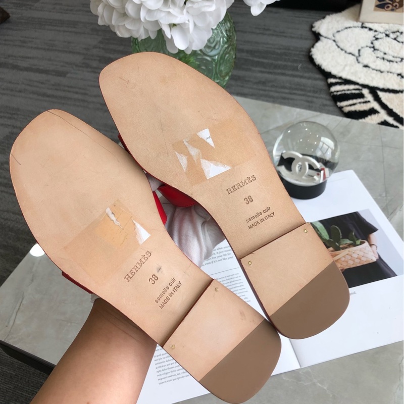 僅試穿 Hermès愛馬仕 珊瑚紅H拖鞋，38碼 無附件-6