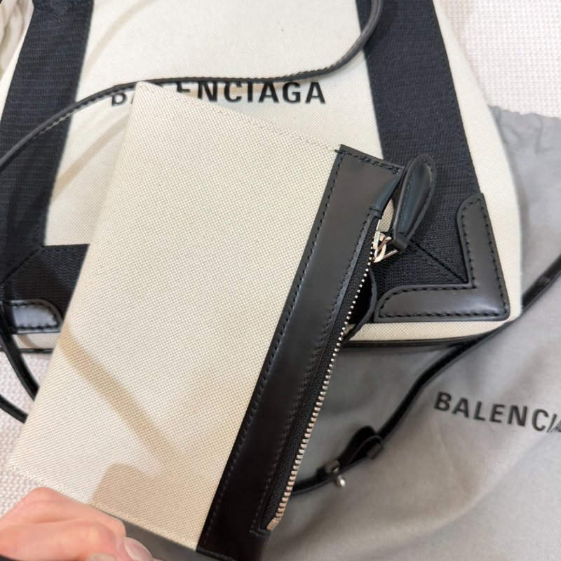 BALENCIAGA Navy Cabas 帆布手提包 99新配件塵袋購證吊牌子包-4