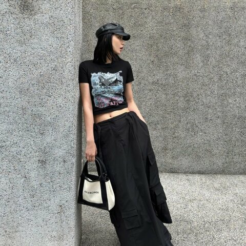 BALENCIAGA Navy Cabas 帆布手提包 99新配件塵袋購證吊牌子包