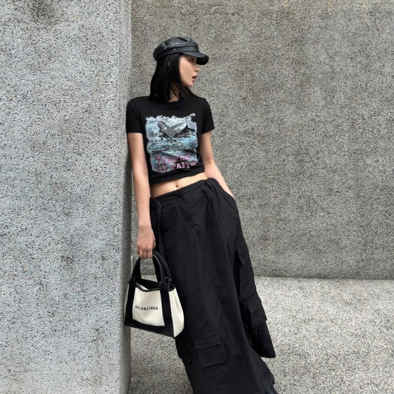 BALENCIAGA Navy Cabas 帆布手提包 99新配件塵袋購證吊牌子包-0