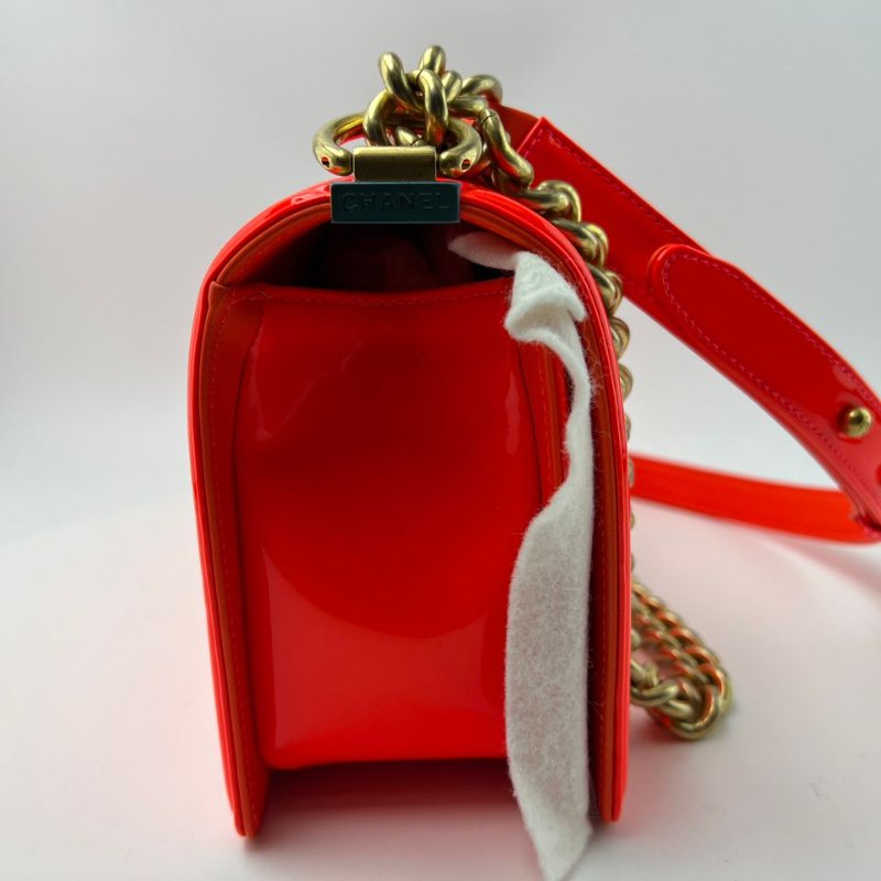 Chanel Le Boy 漆皮紅色鍊條包-3