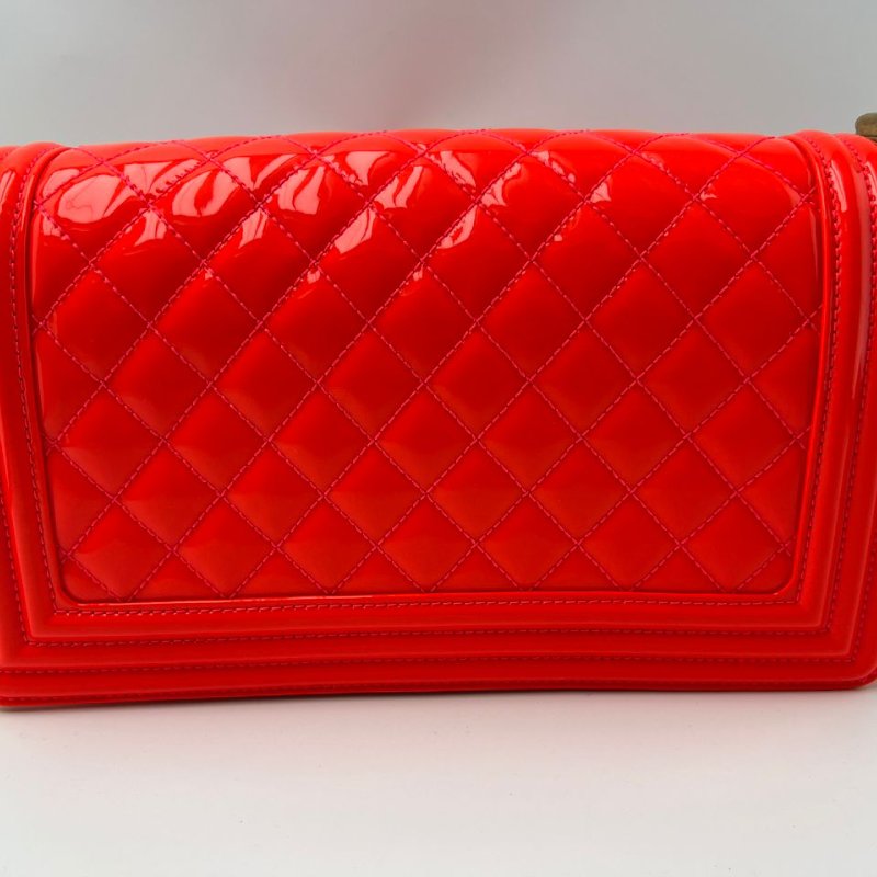 Chanel Le Boy 漆皮紅色鍊條包-7